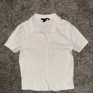 Forever 21 Cream Button-Down Shirt